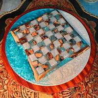 scacchiera resina olivo mogano circolare e/o tavn 