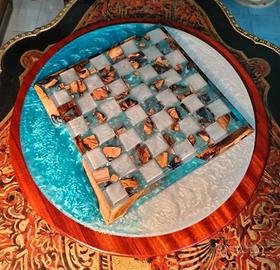 scacchiera resina olivo mogano circolare e/o tavn 