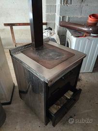 Stufa a legna con piastre e ventilazione