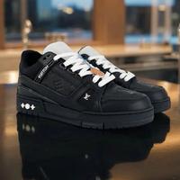 Sneakers basse in pelle alla moda per uomo nere