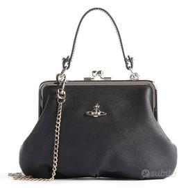 Vivienne Westwood borsa tracolla pelle nera e oro