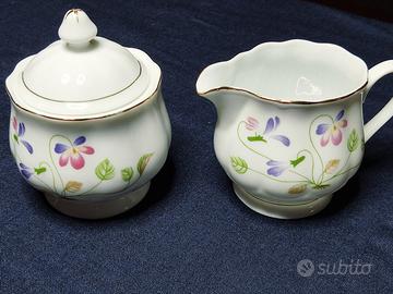 Zuccheriera + Lattiera vintage in fine porcellana 