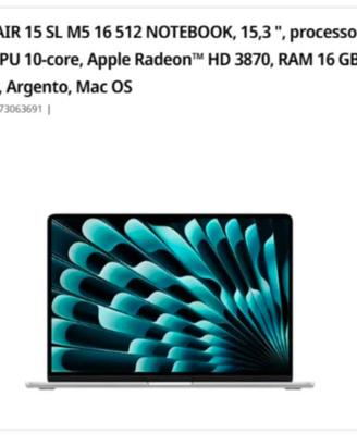 APPLE MB AIR 15 SL M5 16 512 NOTEBOOK RAM 16 GB, 5