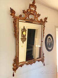 Specchio antico cornice in legno dorato 100x160