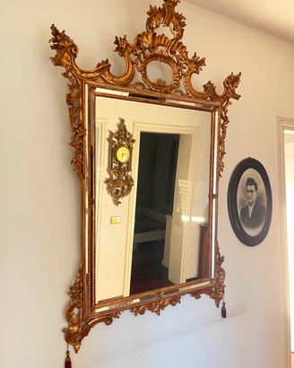 Specchio antico cornice in legno dorato 100x160