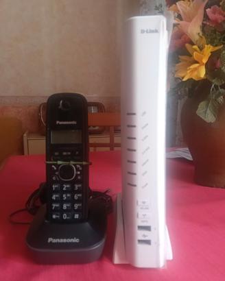 Modem router wifi d link più telefono Panasonic