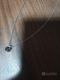 collana in acciaio con zirconcino nero