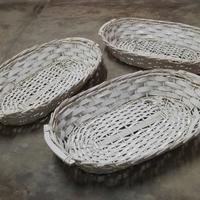 3x Cesto cestino vimini bianco matrimonio festa