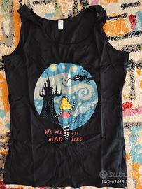 Canotta donna nera in cotone tg XXL con stregatto