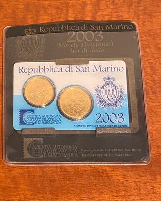 Monete divisionali Fior di Conio San Marino 2003