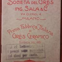 VECCHIO LISTINO " SOCIETÀ DEL GRES" VENTENNIO 1935