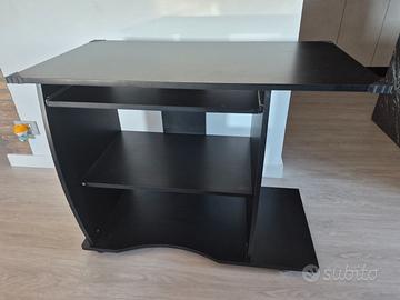 Scrivania/Tavolo porta PC nero con ripiani