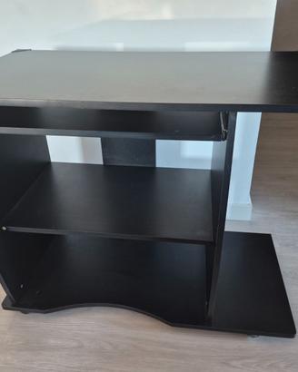 Scrivania/Tavolo porta PC nero con ripiani