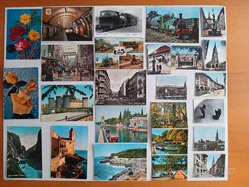 Cartoline vintage: treni, fiori, località varie