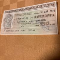 MINI ASSEGNO circolare Banca prov lombarda 1977