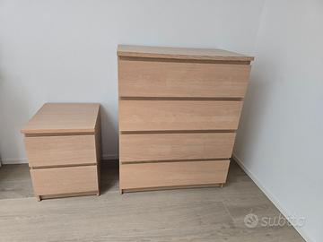 IKEA Malm cassettiera 4 cassetti + comodino rovere