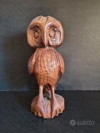 Scultura civetta in legno double face