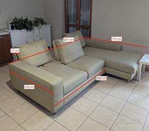 Divano con schienale mobile e chaise longue