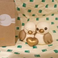 coppia passerotti innamorati con cuore thun uccell