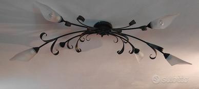 lampadario e quattro applique in ferro antichizzat