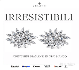 ORECCHINI FIORE ORO BIANCO 18KT DIAMANTI NATURALI