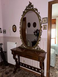 Consolle con specchiera vintage in legno massello