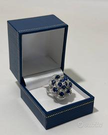 Anello Diana , Oro bianco Diamanti e Zaffiri