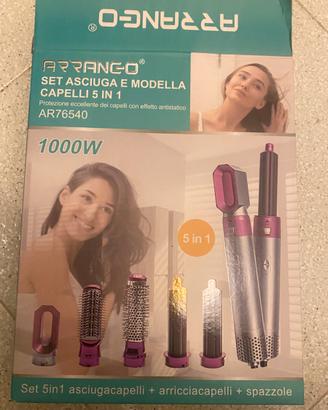 Set , asciugacapelli, modella cinque in uno