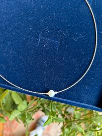 Collana rigida in oro 18 carati 750 e perla nuova