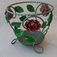 Porta vaso foglie e fiori in ferro 