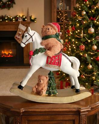 Cavallo a dondolo Natalizio con Orsetti e Luce Led