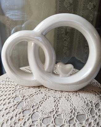 anelli intrecciati porcellana Capodimonte 
