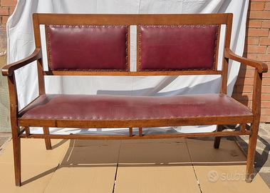 Divanetto Panchetta Antico in Legno Similpelle