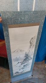 antico arazzo giapponese primi 900 dipinto su seta