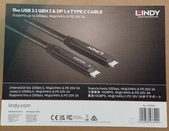 Cavo Lindy - 15m USB GEN 2 & DP 1.4 Type C Cable 