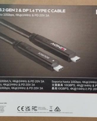 Cavo Lindy - 15m USB GEN 2 & DP 1.4 Type C Cable 