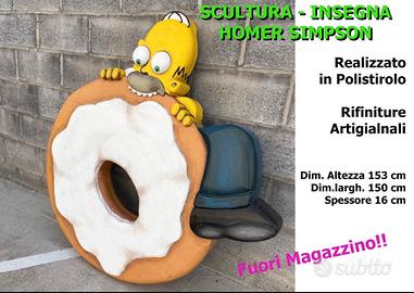 SCULTURA HOMER SIMPSON CIAMBELLA PARETE 3D BAMBINI