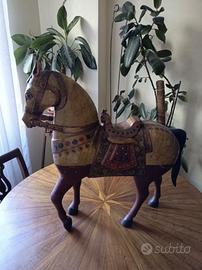 Arte etnica Vintage - Cavallo in legno indiano