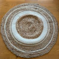 Tappeto rotondo cotone bianco e iuta D90 cm