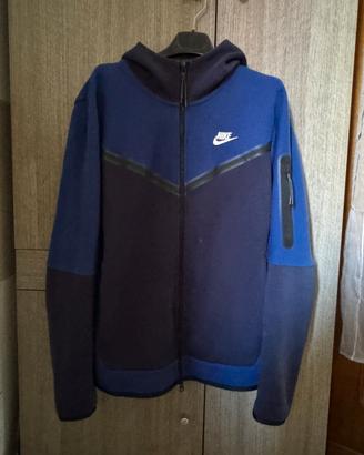 Felpa Nike Tech Fleece bicolore blu con cappuccio