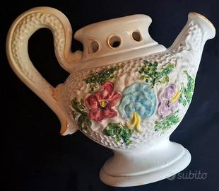 Teiera Ornamentale in Ceramica a Rilievo - Fiori