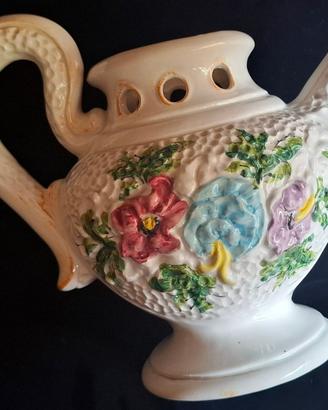 Teiera Ornamentale in Ceramica a Rilievo - Fiori