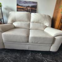 divano pelle bianca 3 posti più 2 posti