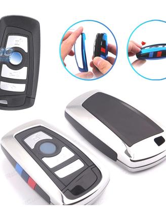 CUSTODIA COVER CHIAVE BMW QUADRATA CROMATA E NERA