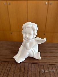 Statuetta Angioletto Pensieroso in Ceramica bianco