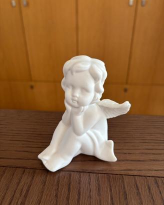 Statuetta Angioletto Pensieroso in Ceramica bianco