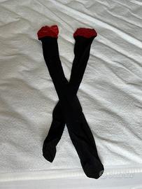 Calze auto reggenti rosso/nere