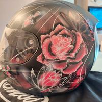 Casco donna XS motivo floreale nero e rosa