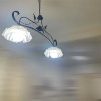 Lampadario 2 luci in ferro battuto