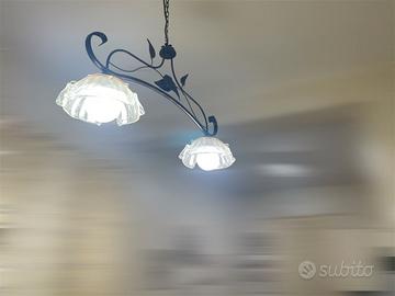 Lampadario 2 luci in ferro battuto